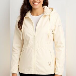 Spyder Hooded Ski Jacket Womens S Chalk White HydroWeb ThermoWeb Skiing $119 NEW
